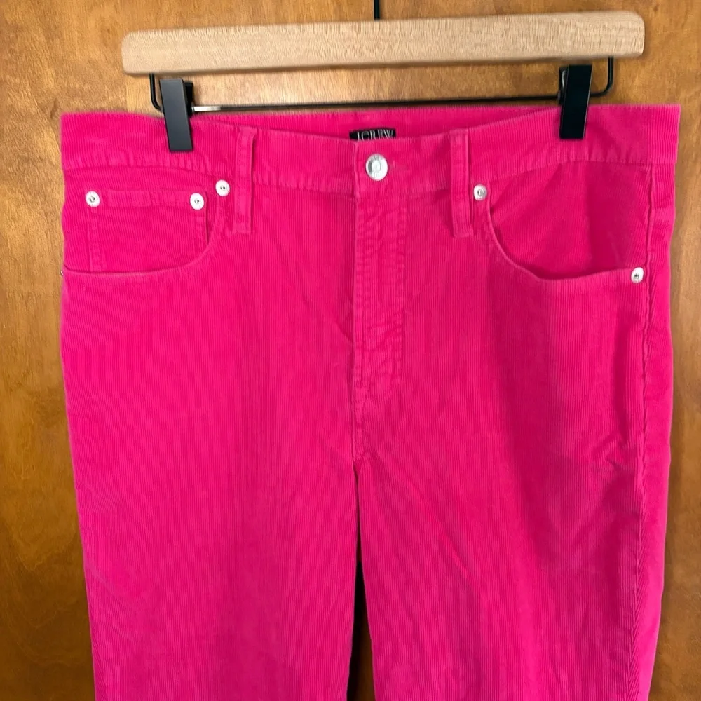 J. Crew Hot Pink High Rise Corduroy Straight Leg Pants 31 Preppy Retro 70s Artsy